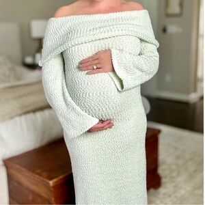 Worth Collective Off-Shoulder Textured Knit Dress maternity and NOT maternity